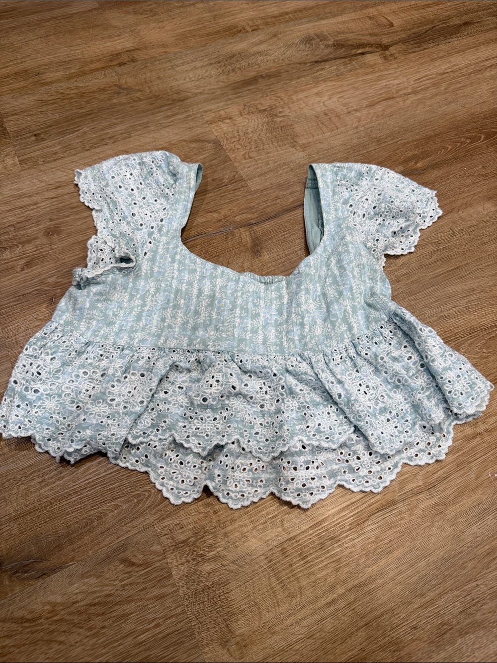 American Eagle Outfitters Light Blue Eyelet Crop Top
